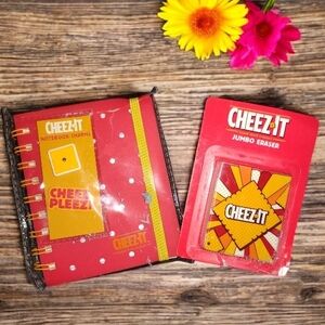 NWT Red Cheez It Notebook With Charm and Jumbo Eraser Set